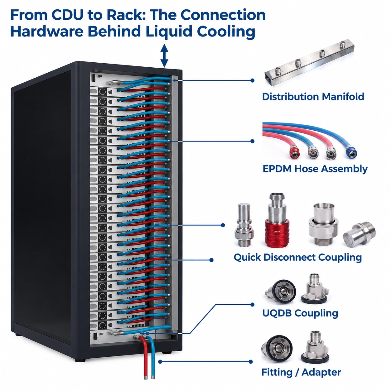 CDU and rack-level liquid cooling hardware