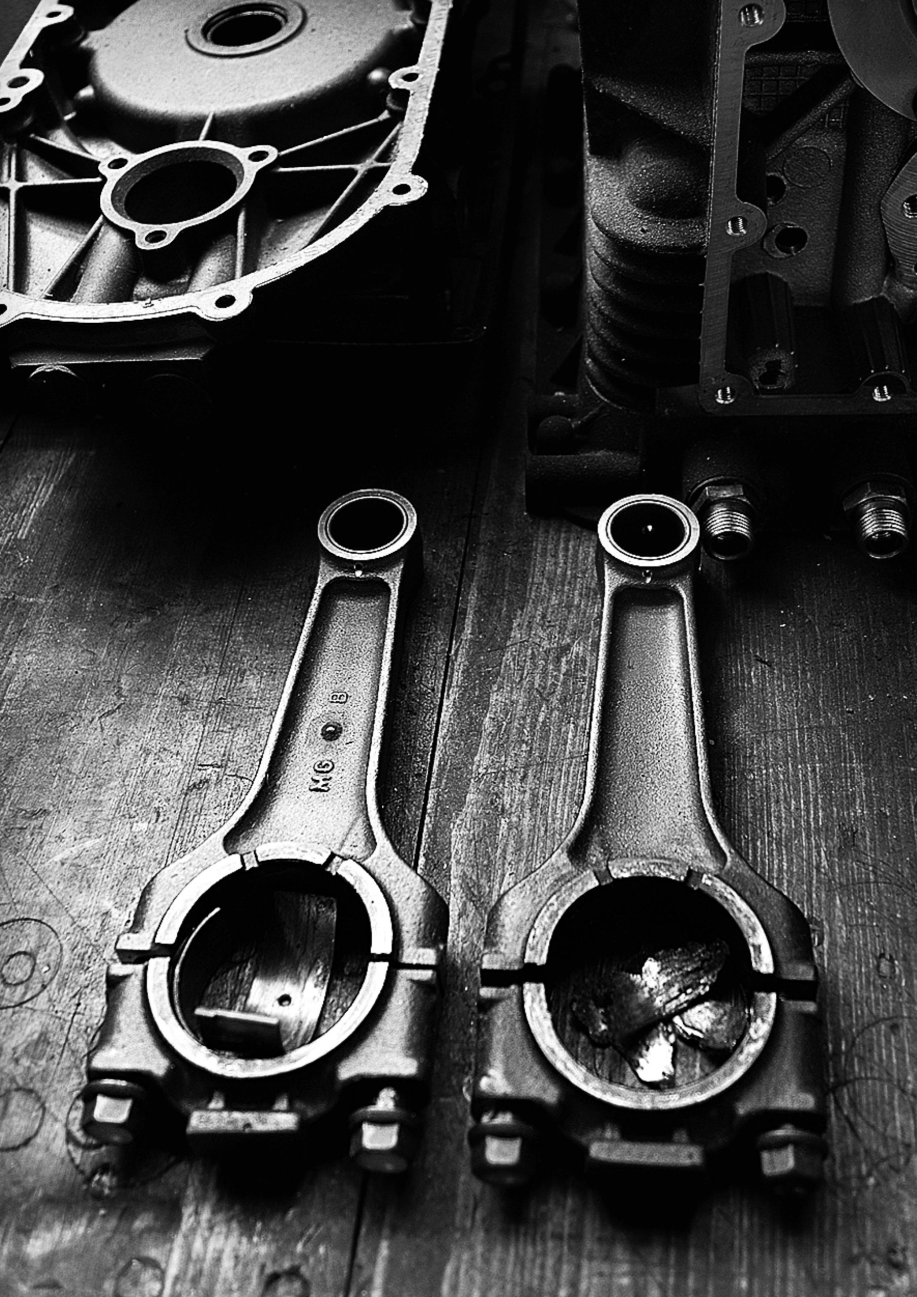 Worn original gear shaft supplied as a replacement part reference